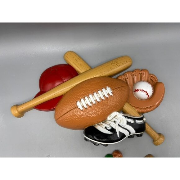 Vtg Burwood Sports Baseball Football Wall Decor Bats Glove Boy Bedroom‎ Decor - Picture 3 of 5